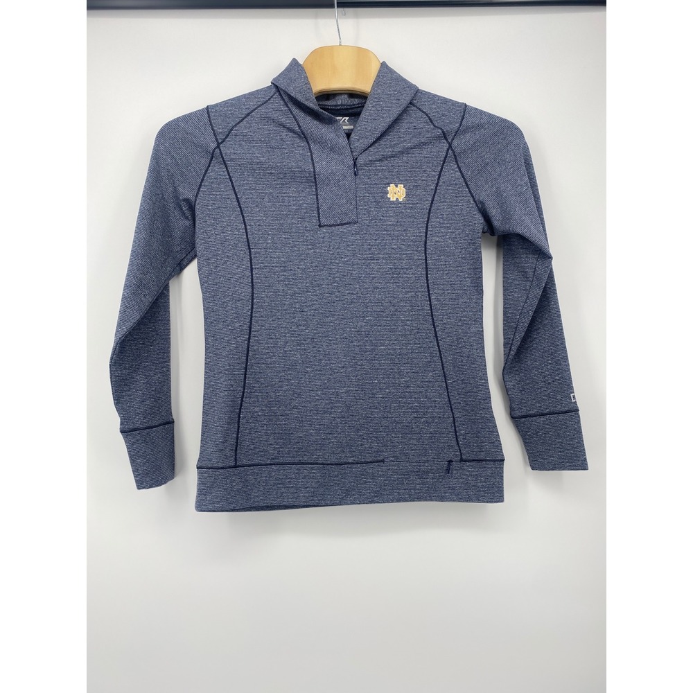 Cutter & Buck Notre Dame Fighting Irish Pullover Women L Blue DryTec 1/4 Zip Top
